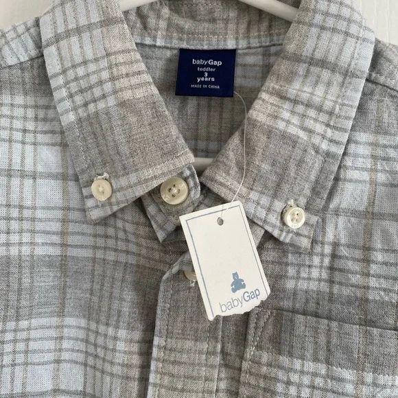 NWT babyGap Toddler Boys Plaid Shirt Gap Size 3 - Picture 3 of 5